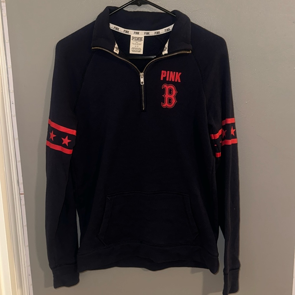 Baseball (Red Sox) zip crew neck from pink in size small